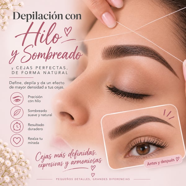 Depilación con hilo y sombreado